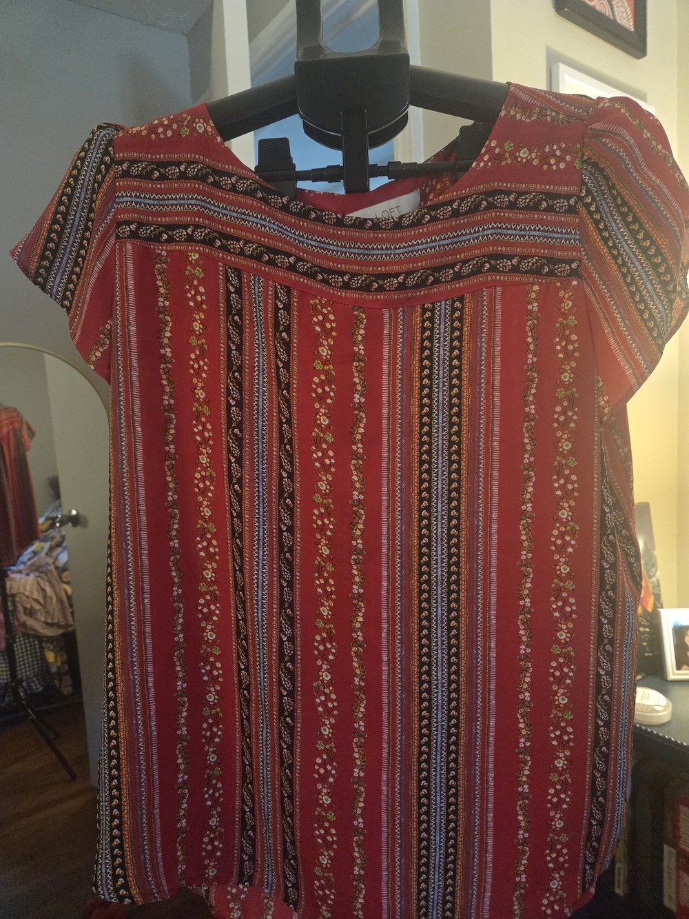Loft Womens Red Floral Top